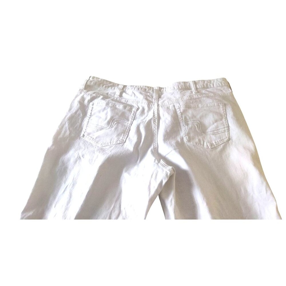 Merona Women's White Capri Pants Size 22W Stretch Cotton-Spandex Blend-Sm Stain - Picture 6 of 11